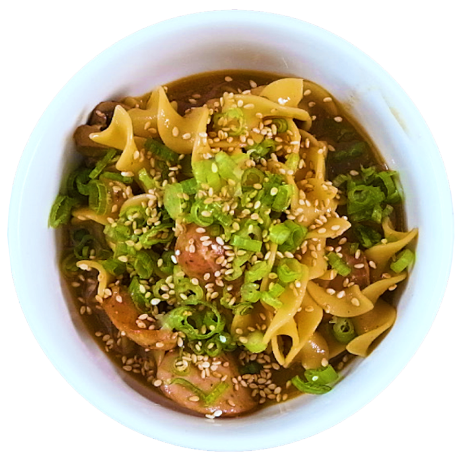 Japanese Egg Noodle Soup wtih Sausage Innit